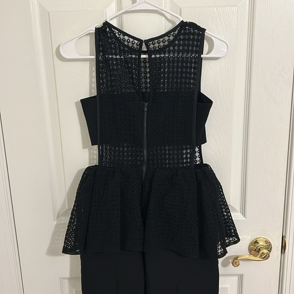 Self-Portrait Black Eyelet Lace Peplum Jumpsuit New Size UK 6, US 2 - Picture 7 of 9